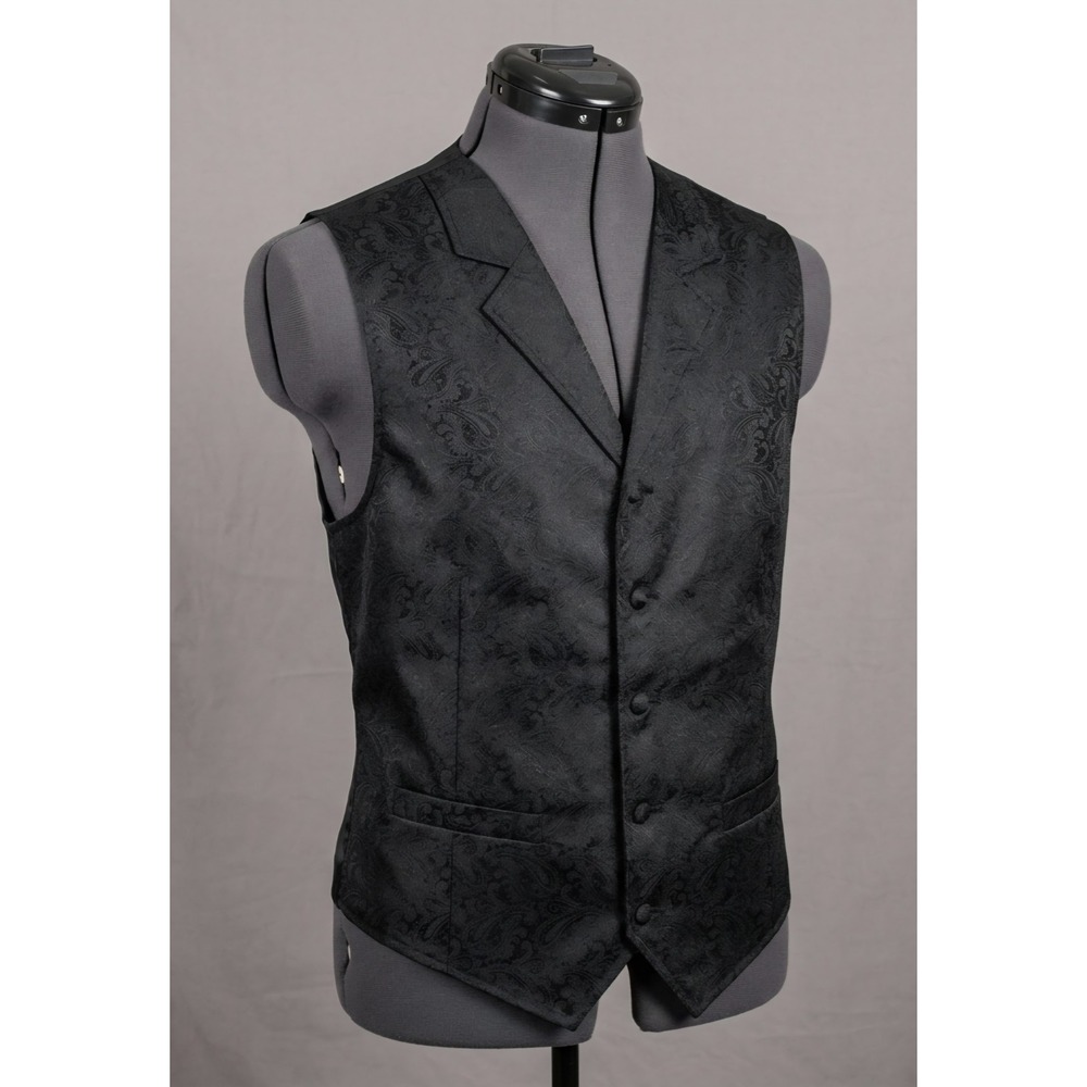 Scully Men's XXL Black Paisley Button-Front Formal Western Vest Waistcoat